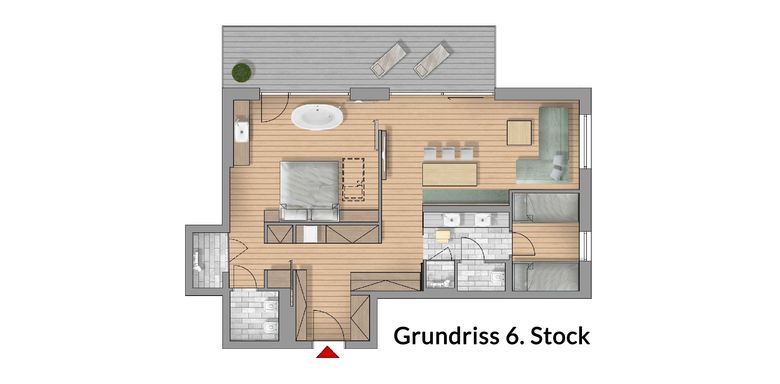 Grundriss Luxus Suite Hohen Bogen (Klima) 6. Stock