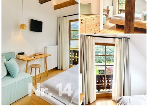 Doppelzimmer im Blockhaus  mit Balkon und Seeblick  (1/3) - Biohotel Gralhof