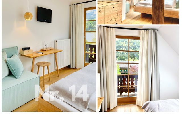 Unterkunft Zimmer/Appartement/Chalet: Doppelzimmer im Blockhaus  mit Balkon und Seeblick 