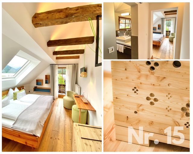 Doppelzimmer im Blockhaus  mit Balkon und Seeblick  image 3 - Biohotel Gralhof