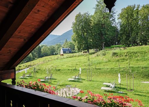 Biohotel moor&mehr: Aussicht von unseren Komfort-Doppelzimmer Holunder Süd mit Balkon. (4/5) - moor&mehr Bio-Kurhotel