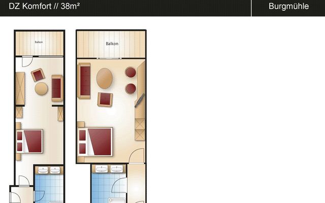 Comfort double room, 34 - 38 m² image 9 - Parkhotel Burgmühle
