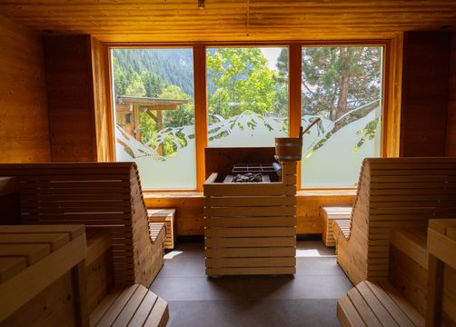 Biohotel Stillebach: Sauna mit Ausblick - Biohotel Stillebach, St. Leonhard im Pitztal, Tirol, Österreich
