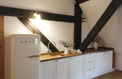 Angolo cottura e frigorifero per gli ospiti nella nostra galleria - Haus am Watt, Heringsand, Nordsee, Schleswig-Holstein, Germania