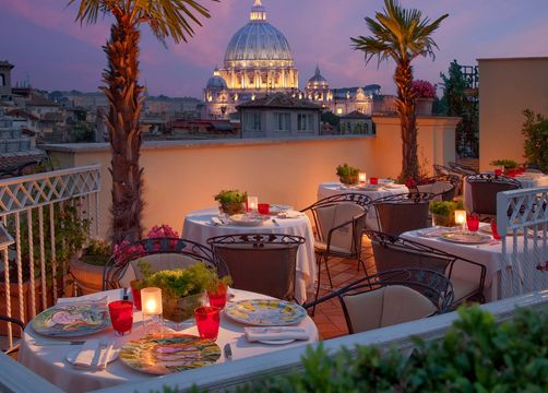 Biohotel Raphael: Romantikischer Ausblick von der Dachterrasse - Hotel Raphaël, Rom, Latium, Italien