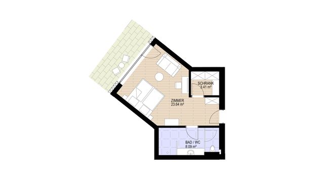 Typ "Bachzimmer 1" in der Q Lodge