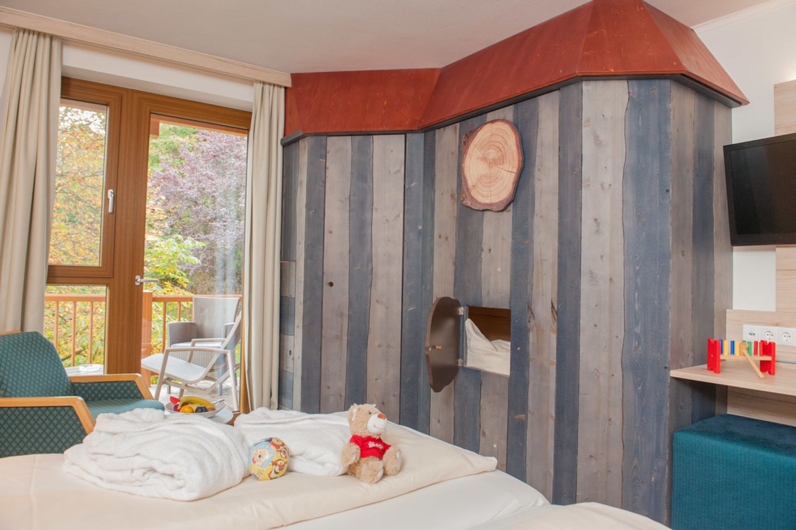 Schlafkoje im gemütlichen Stockbett-Format für die Kids im Familienzimmer Südgarten