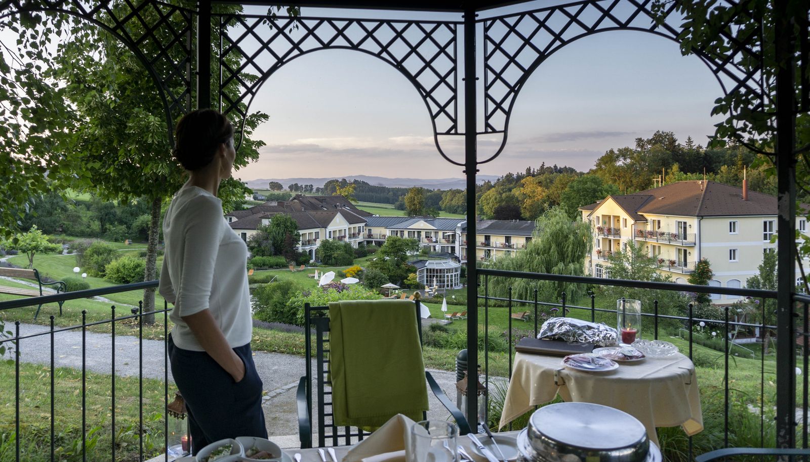 Ausblick beim Pavillon Dinner im Relax Garten
