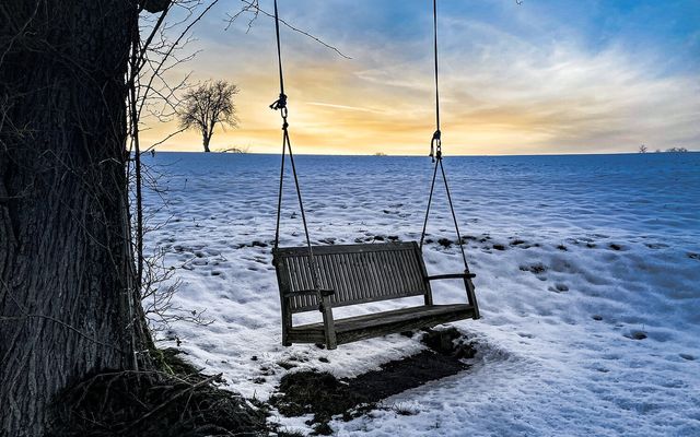 Swing in winter snow