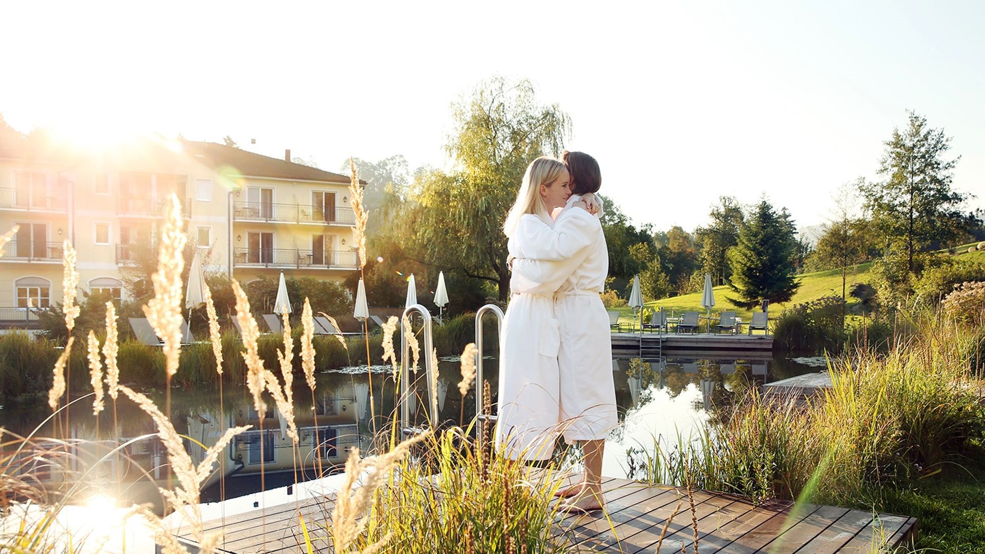 Couple at the natural bathing pond