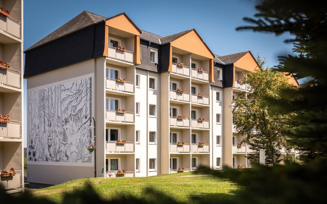 Die Apartmentgebäude mit Balkon (außer Studio).