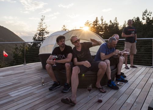 Biohotel Steineggerhof Dachterrasse Sonnenuntergang - Bio- und Bikehotel Steineggerhof