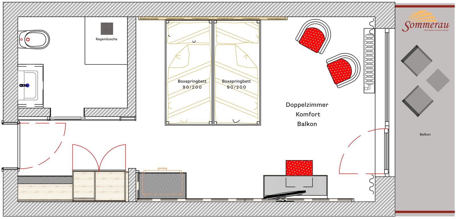 Doppelzimmer Komfort mit Balkon image 5 - Landhaus Hotel Sommerau GmbH