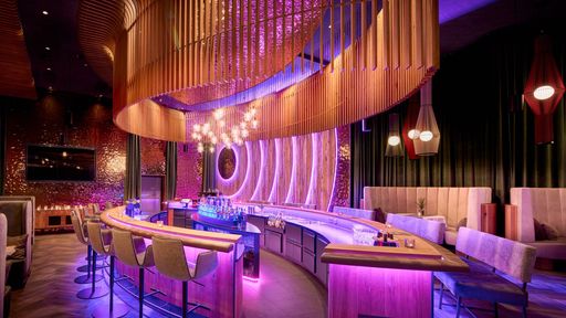 Hotel Riedlberg Bar " i Dipferl" Today with pink lighting.