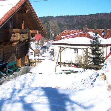 Außen Winter 14, Ferienhütte Schachtenbach im Bayerischen Wald, Bayerisch Eisenstein, Bayerischer Wald, Bayern, Deutschland