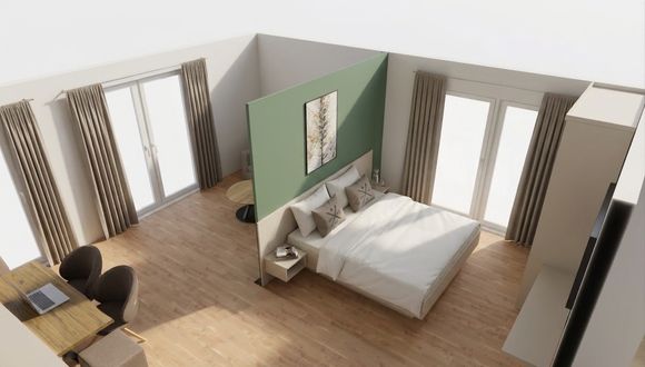 Penthouse-Apartment 1 Schlafzimmer mit Balkon Zimmerbild #4