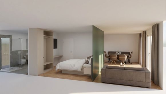 Penthouse-Apartment 1 Schlafzimmer mit Balkon Zimmerbild #3