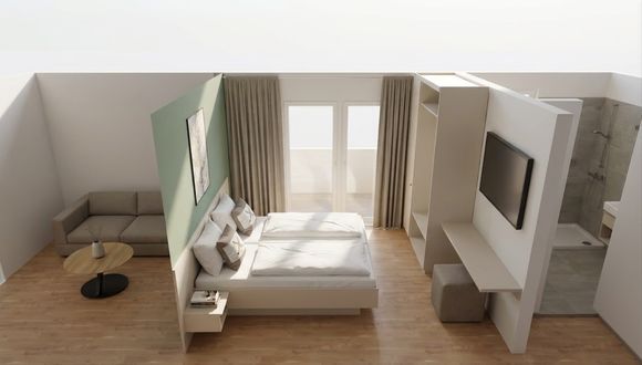 Penthouse-Apartment 1 Schlafzimmer mit Balkon Zimmerbild #2