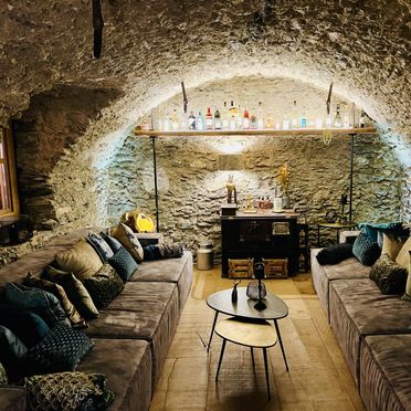 Living area, Chasa Sentima, Sent, Grisons, Switzerland